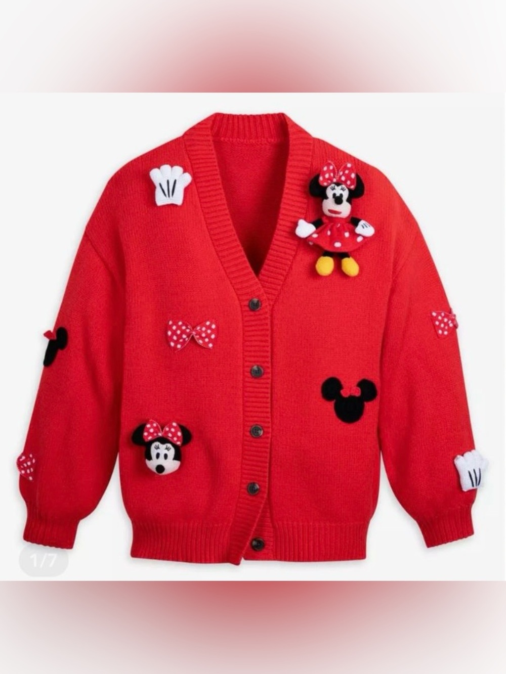 ♥️ DISNEY STORE | Minnie Mouse Cardigan with Plush Appliqué 🏰